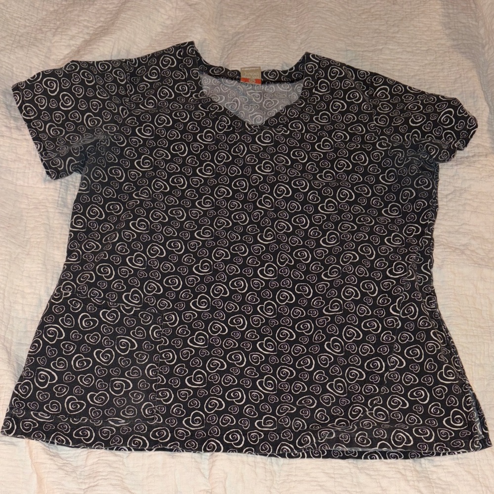 Elegant Black Swirl Women's Scrub Top